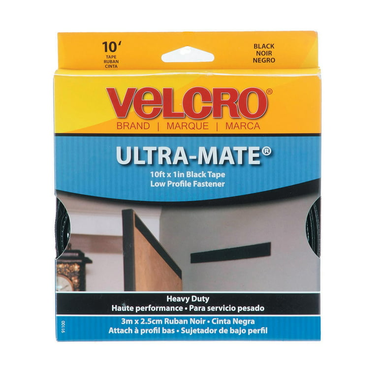 Velcro Industrial Adhesive Tape, 10' x 2'', Black, Holds 10 lbs (4.5Kg)