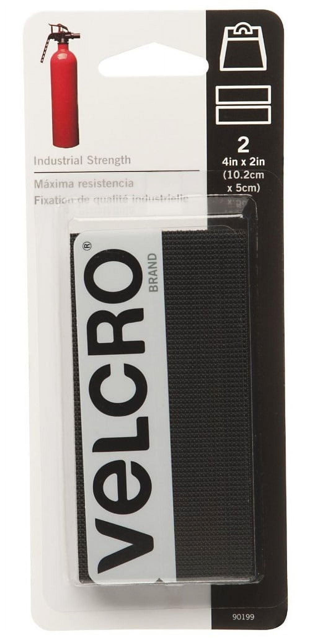 VELCRO Brand Industrial Strength Sticky Back Hook and Loop Fastener Strips  2 x 4 Black 90199, ‎0.634 ounces