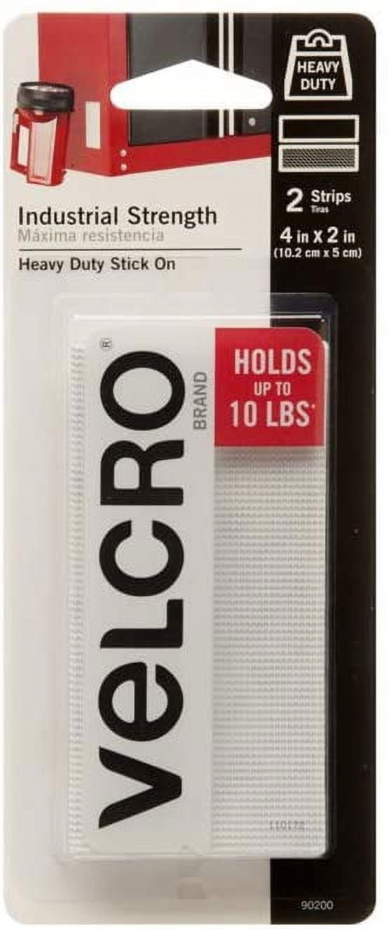 VELCRO Brand Industrial Strength Strips, White, 4-In. x 2-In., 2-Ct.