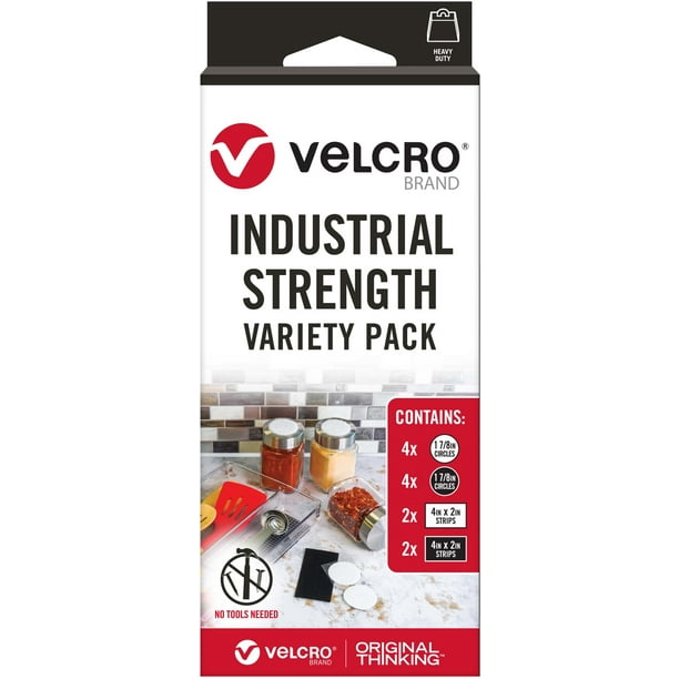 VELCRO Brand Industrial Strength Variety Pack White and Black Circles and Strips