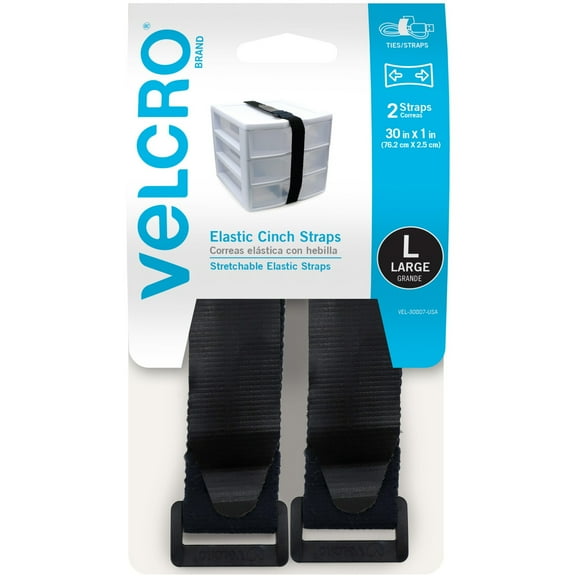 VELCRO Brand Elastic Cinch Straps 30in x 1in. black. 2ct