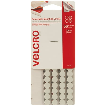 VELCRO Brand - Removable Mounting Circles, Damage-Free Decorating, 3/8", Pack of 56