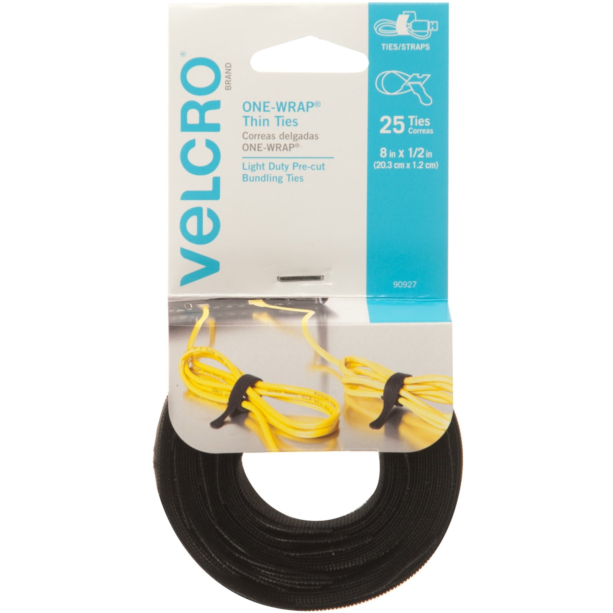 VELCRO Brand ONE WRAP Thin Ties | Strong & Reusable | Perfect for Fastening  Wires & Organizing Cords | Black/Gray, 15in x 1/2-Inch | 30 Count (94257)