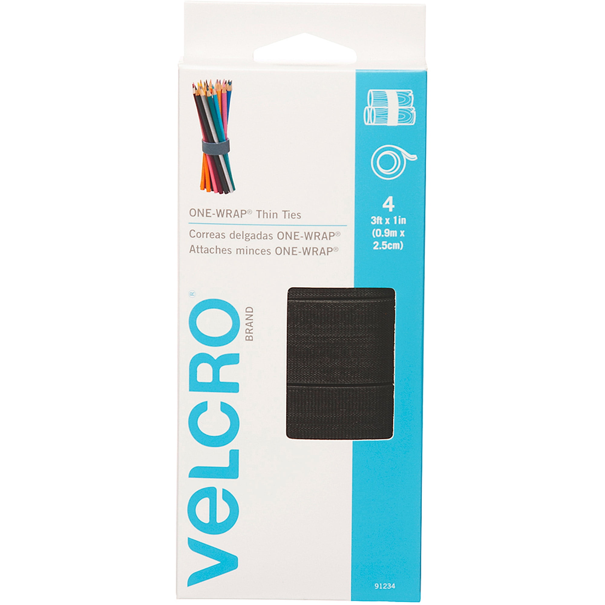 VELCRO® Brand ONE-WRAP® Double-Sided, Self Gripping Multi-Purpose Hook and  Loop Tape, Reusable, 30' x 1 1/2 Roll - Black 