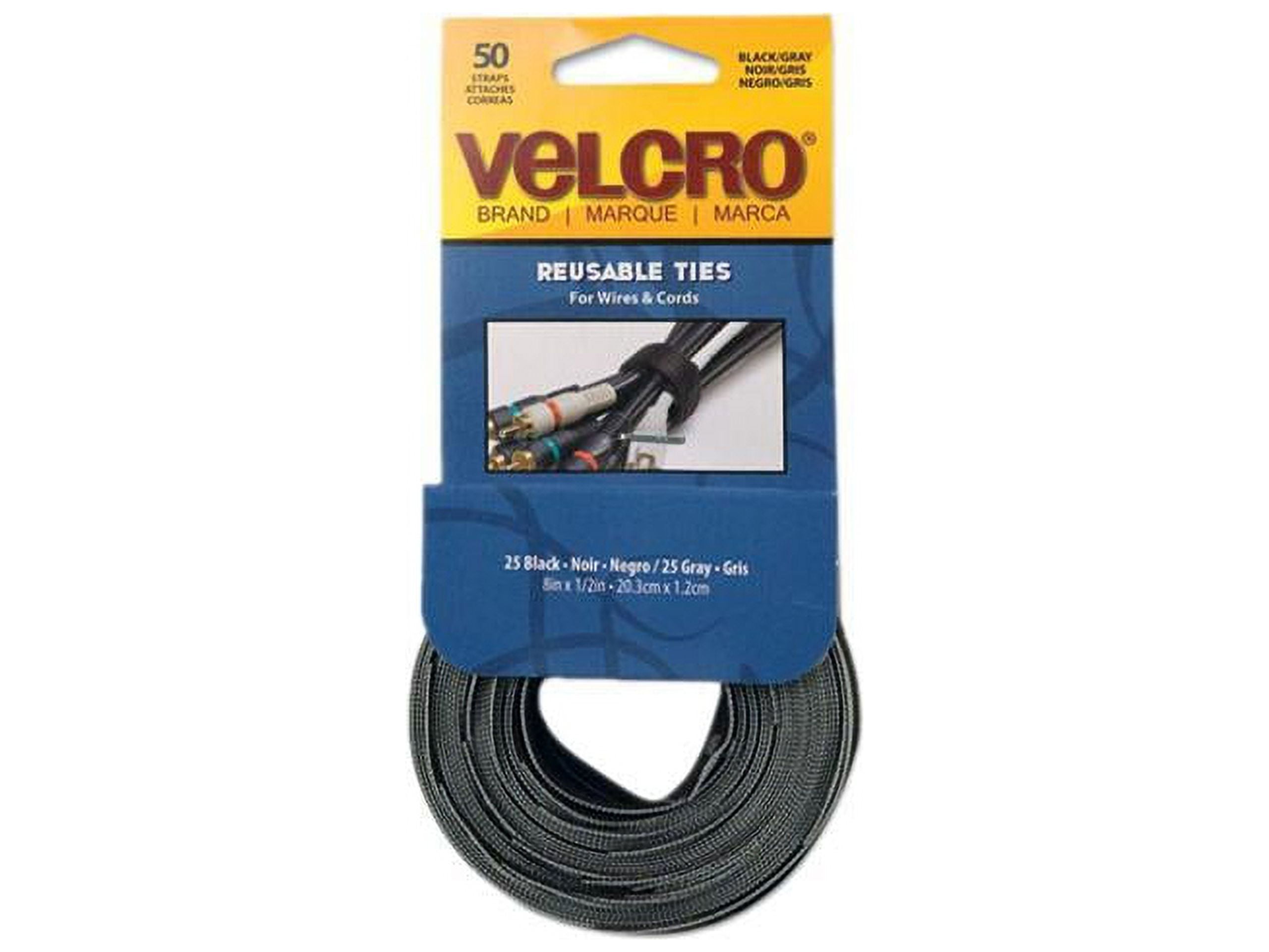 VELCRO® Cable Management Tie Wrap 1(W) x 8(L) (25-Pack) Black - Fiber  Instrument Sales