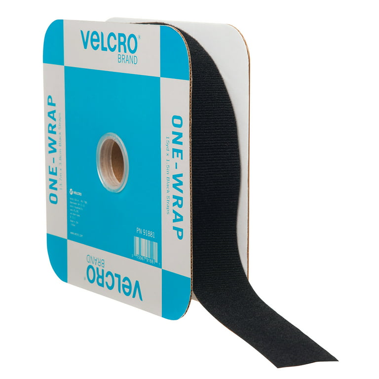 VELCRO Brand ONE-WRAP Roll Self-Gripping Hook and Loop - 15yds x 1 1/2in  Roll Black 