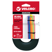 VELCRO Brand ONE-WRAP Ties for Cords/Cables, Cut-to-Length, 12'x 0.75", Black, 0.1 lb 90340, 1 Roll