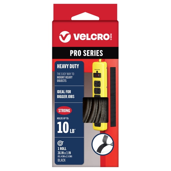 VELCRO® Brand PRO Series Heavy Duty, Holds up to 10 lbs, 36in x 1in Tape Black
