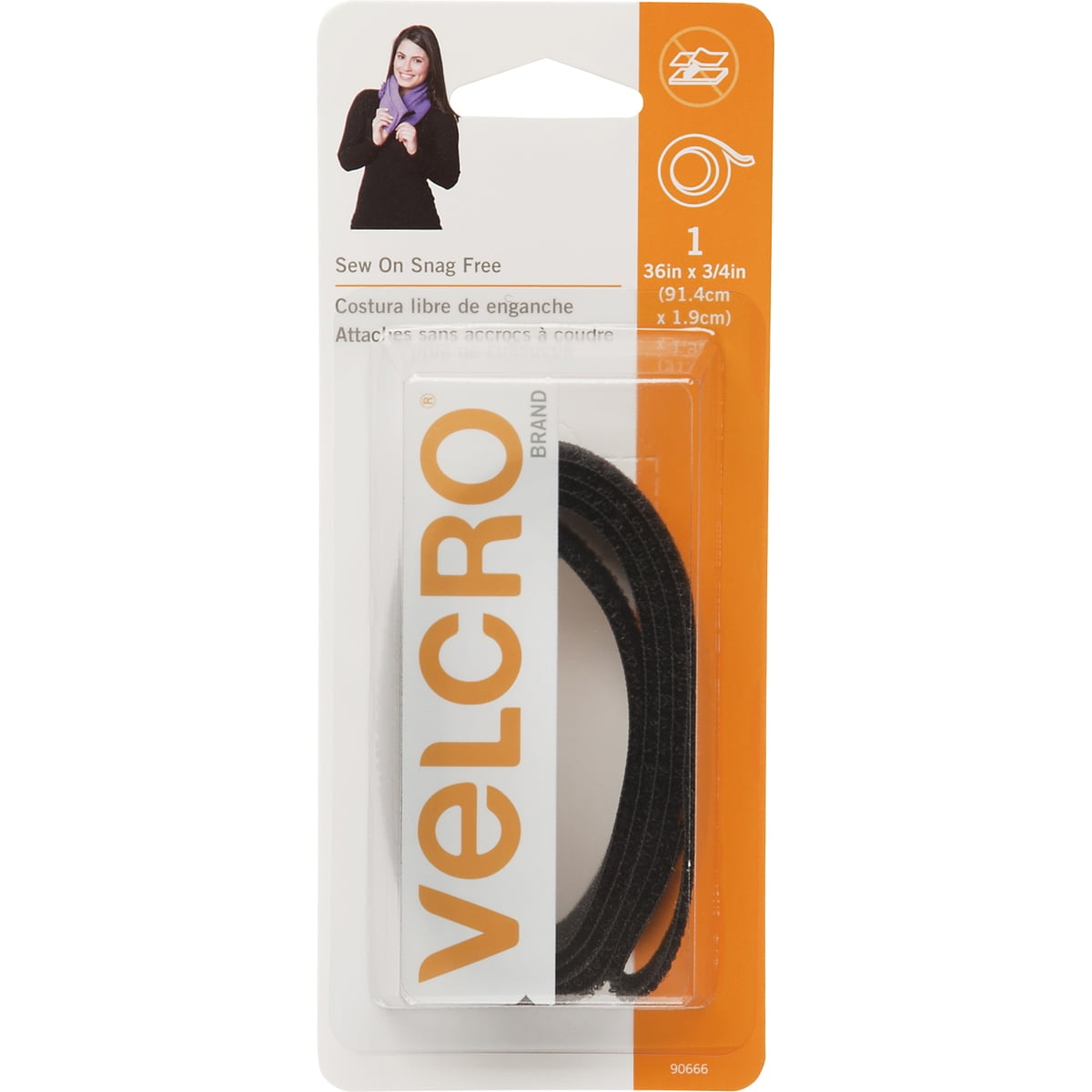 VELCRO Brand Sew On Strong Tape 30in x 1in. Black