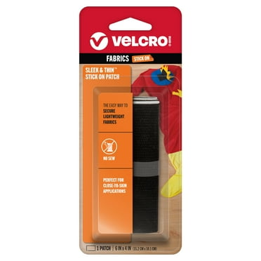 VELCRO Brand SLEEK & THIN™ - Stick On Wide Rectangle for Fabrics | 6in x 4in, Black | Soft on Skin Ultra Light | Adhesive Back No Sewing Needed (VEL-30096-USA)