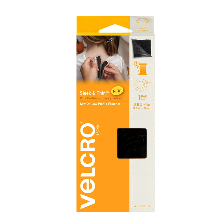 Velcro Brand Sew on Sleek & Thin 6ft x 3/4 in Tape Black