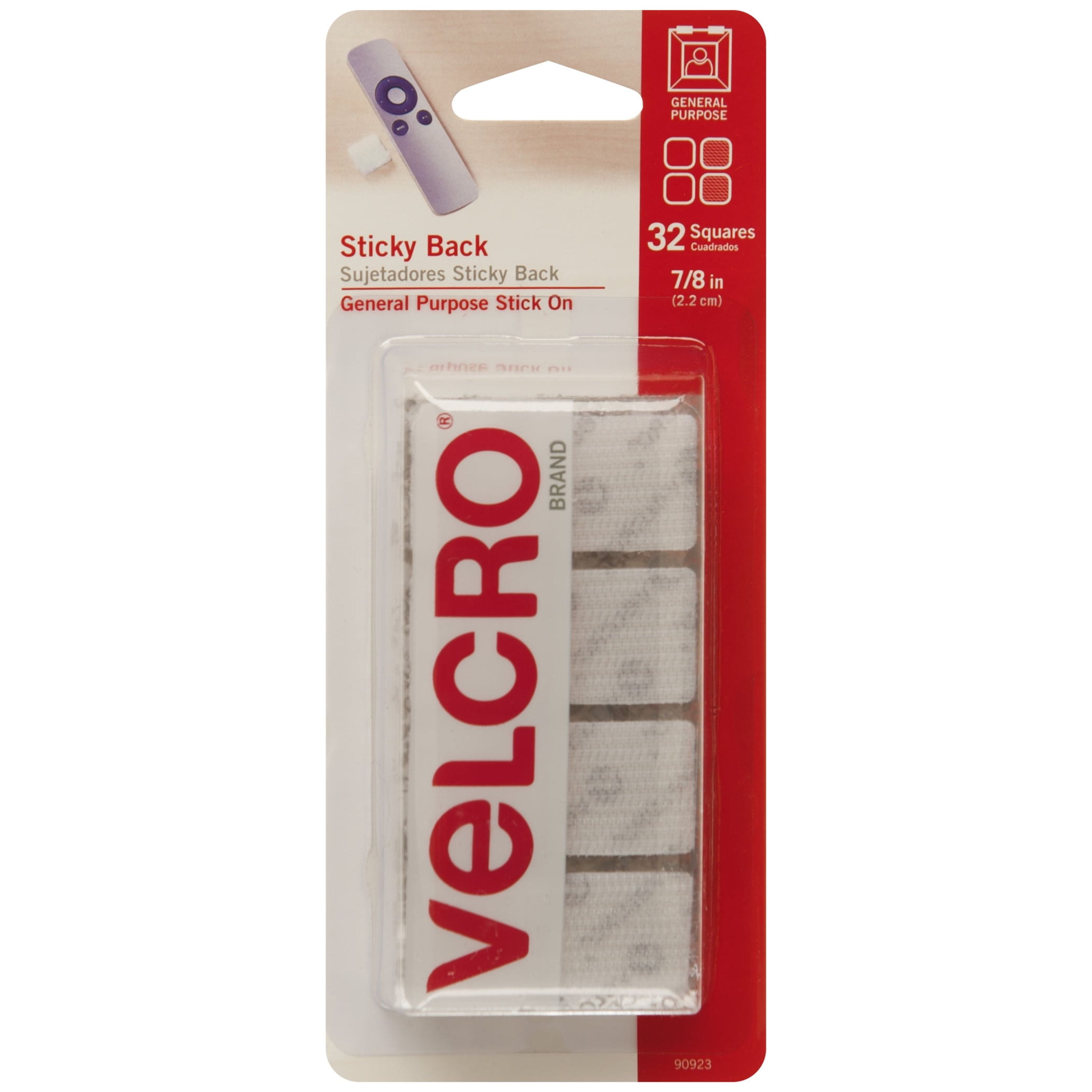 VELCRO® Brand Sticky Back 7/8in Squares White 32 ct 