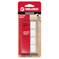 VELCRO Brand Sticky Back Mounting Squares | Pack of 32 | 7/8 Inch White | Adhesive Sticky Back Hook and Loop Fasteners for Home, Office or Crafting | Strong Secure Hold (90923)