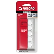 VELCRO Brand Sticky Back Coins | Classroom and Office Organization | White 5/8" | 20 Count Circles