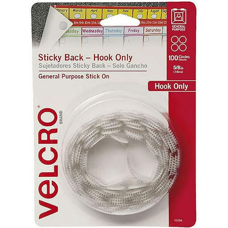 VELCRO Brand - Sticky Back Fasteners, Hook Side Only, Perfect for Home or  Office, 5/8in Coins, Pack of 100