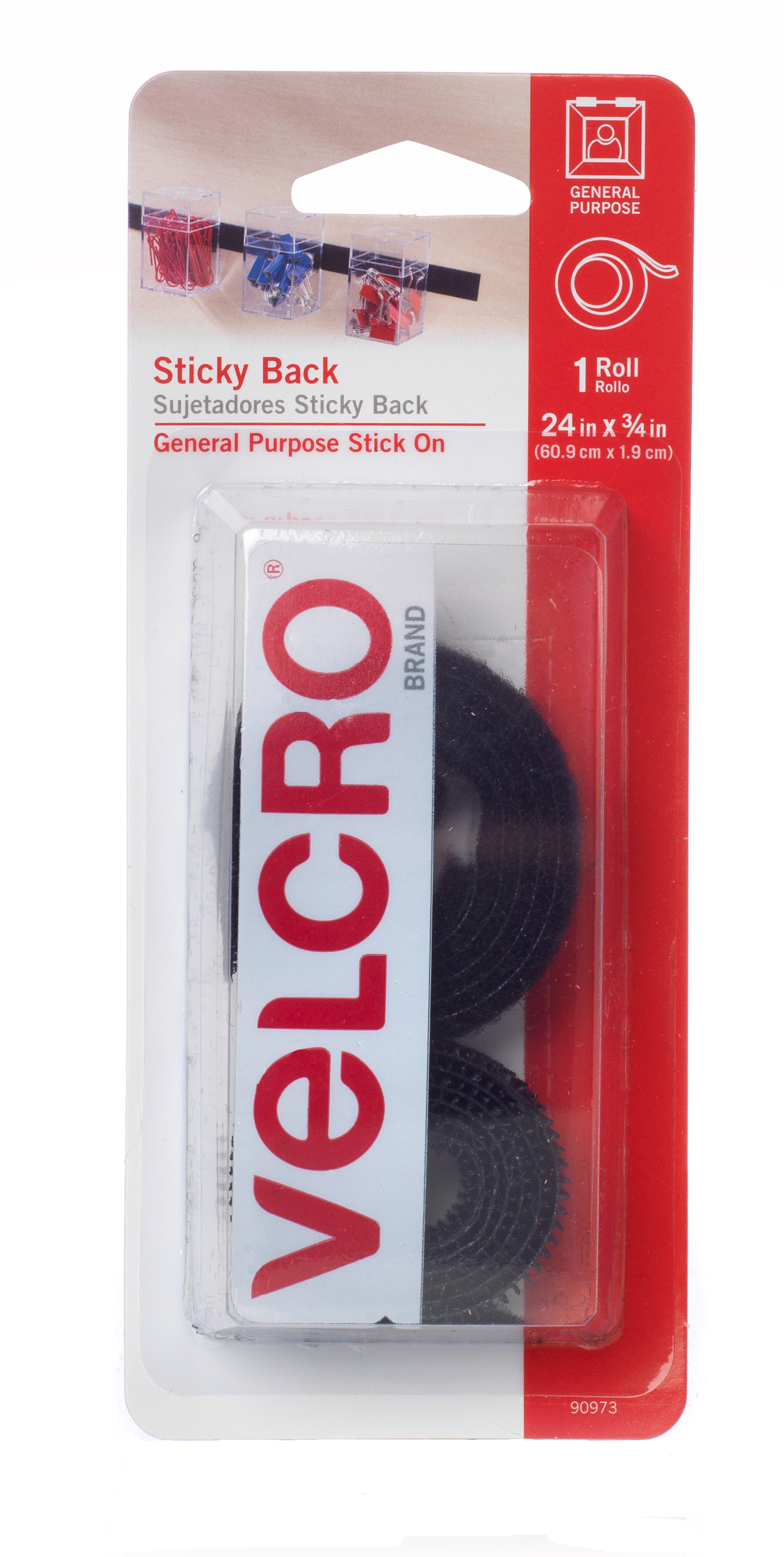 Velcro Brand Sticky Back 24in x 3/4in Roll Black