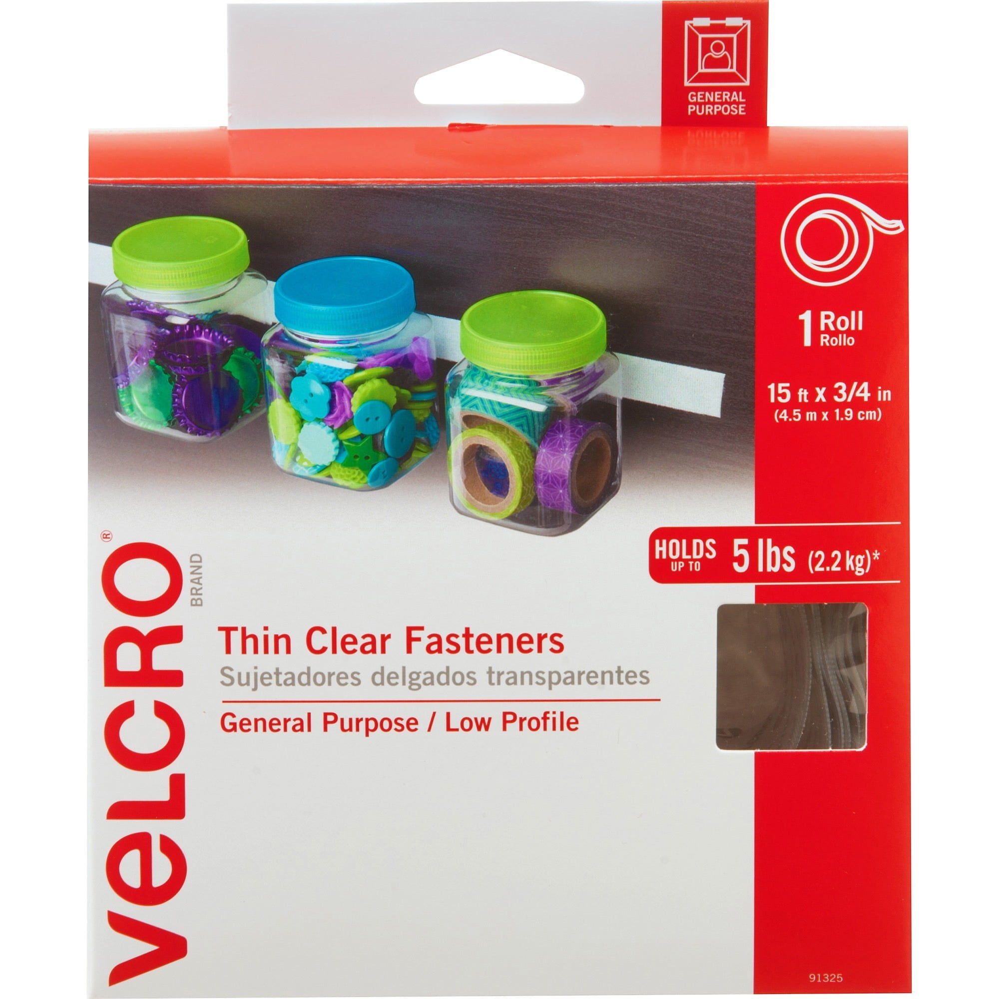VELCRO Brand Thin Clear Fastener Dots General Purpose Low Profile 5/8in  Circles Clear 45 Ct