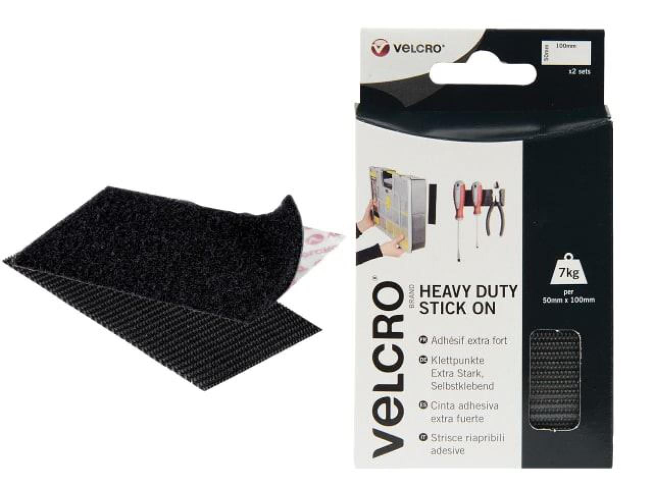 VELCRO ® Brand Heavy Duty Stick On Strips Black x2 Sets