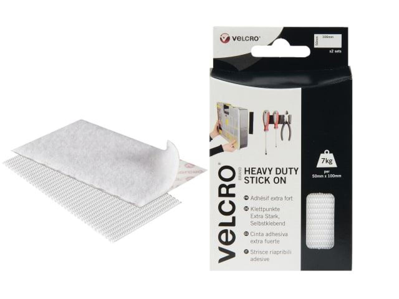 VELCRO Brand - VELCRO Brand Heavy-Duty Stick On Strips (2) 50 x100mm White