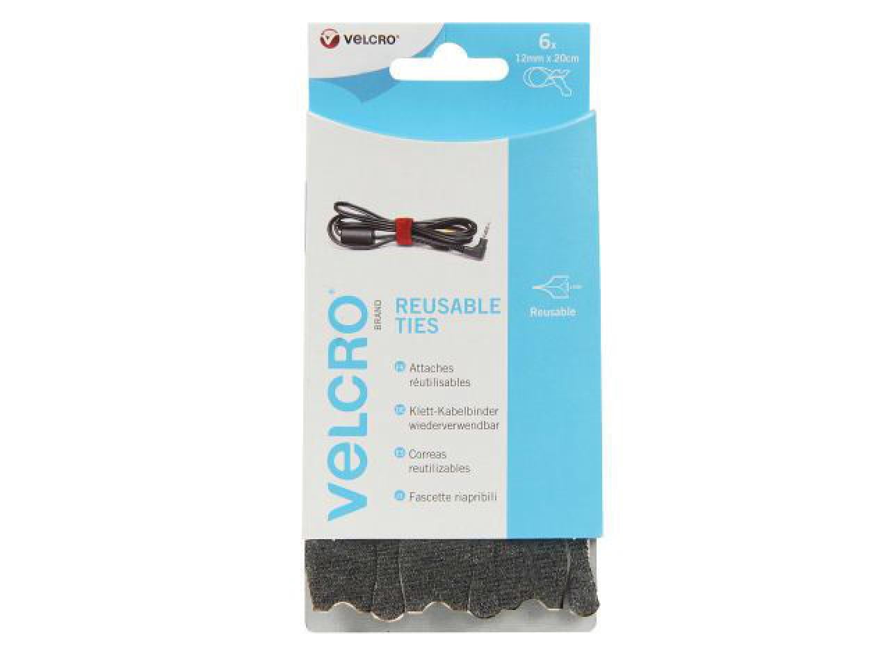 VELCRO Brand - VELCRO® Brand ONE-WRAP® Reusable Ties (6) 12mm x 20cm Black