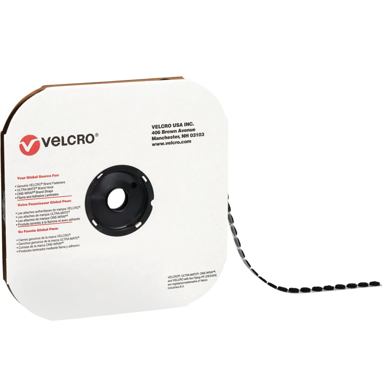 VELCRO® Brand Velcro Tape Individual Dots Hook 1 7/8" Black 450/Case VEL174