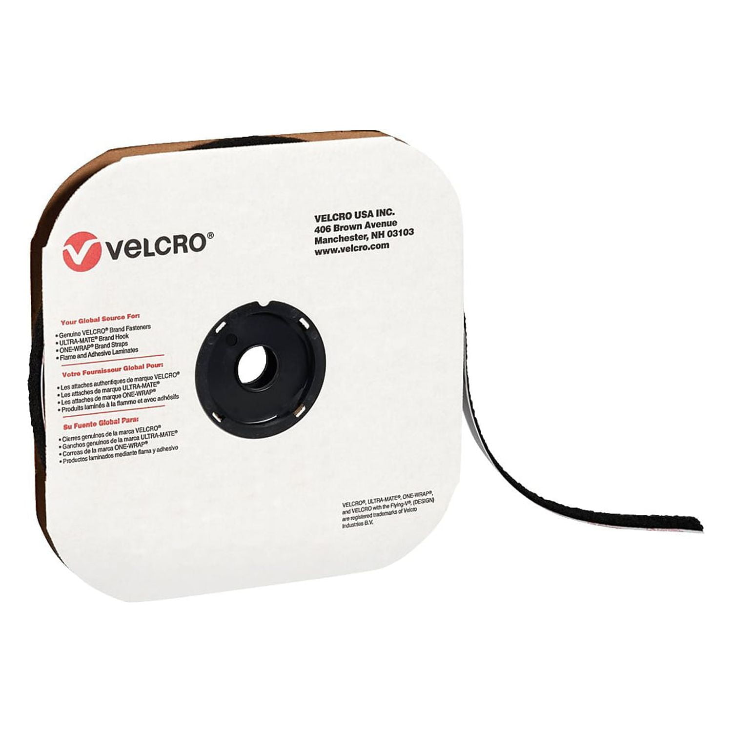 Velcro Brand Tape Roll, Loop, 5/8 x 75', Black