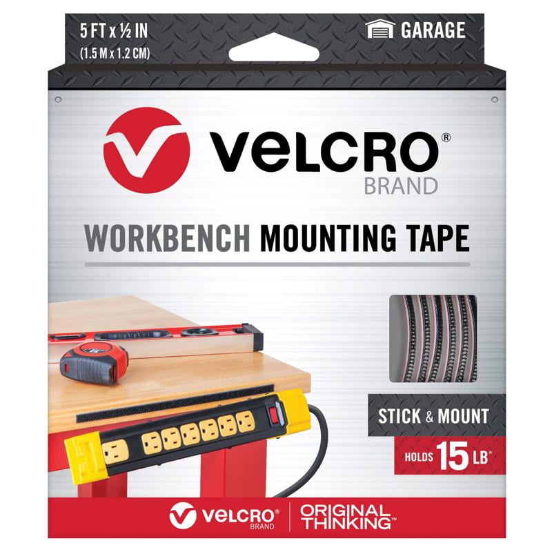 VELCRO Brand Workbench Mounting Tape 1/2in wide black 5ft of closure (10ft of tape)