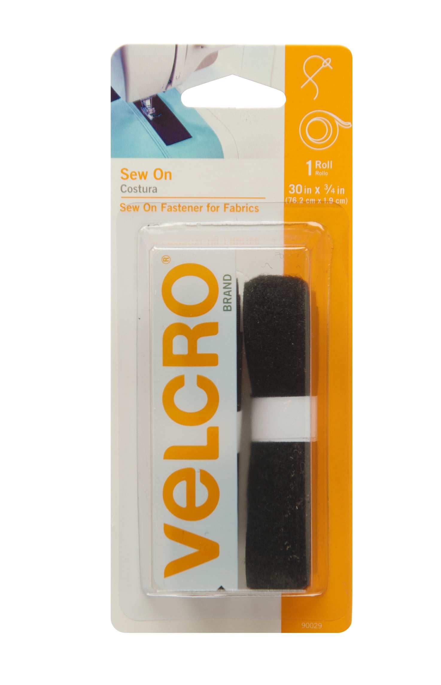 VELCRO Brand for Fabrics Sew on Fabric Tape, No Ironing 30in x 3/4in Roll  Black, 90029, 0.5 ounces 