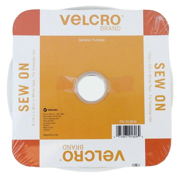 Sew On Velcro Reel 30ft x 3/4inch, White #91806