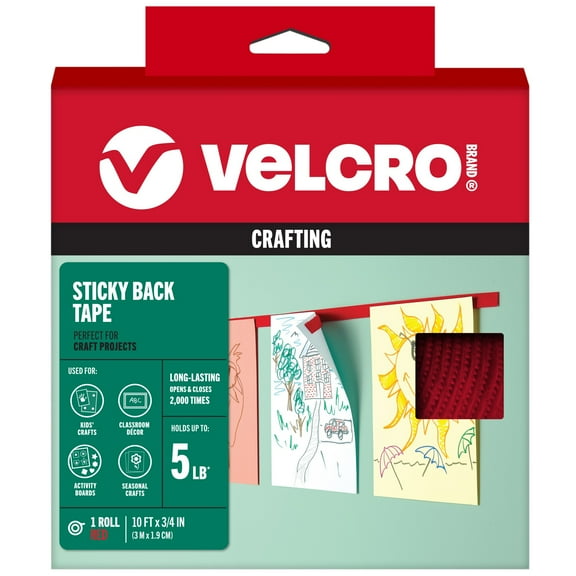 VELCRO(R) Brand Sticky Back Tape .75"X10'-Red