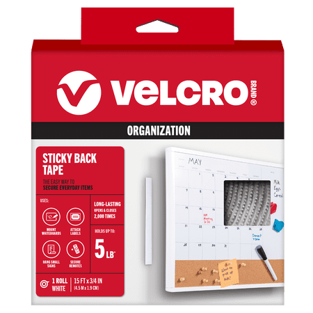 VELCRO® Brand Sticky Back 15ft x 3/4in Roll White