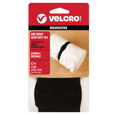 VELCRO Brand ONE-WRAP® Heavy Duty Ties | Reusable Pre-cut and Self Gripping | For Bundling Hoses, Wood, Heavy Duty Extension Cords | 3 Ct 23” x 7/8” | Black - 90700