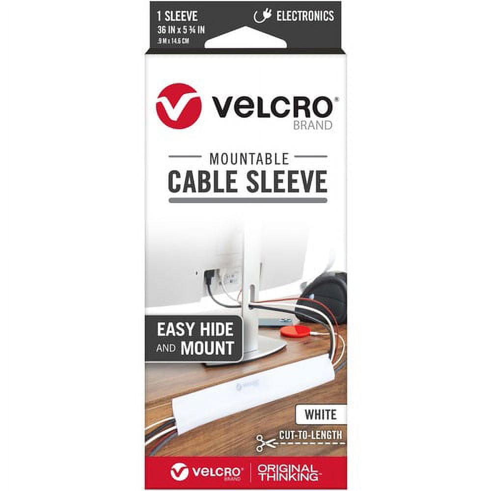 VELCRO Mountable Cut-To-Length Cable Sleeves - Cable Sleeve - White - 1 - 36 VELCRO Mountable Cut-To-Length Cable Sleeves - Cable Sleeve - White - 1 - 36