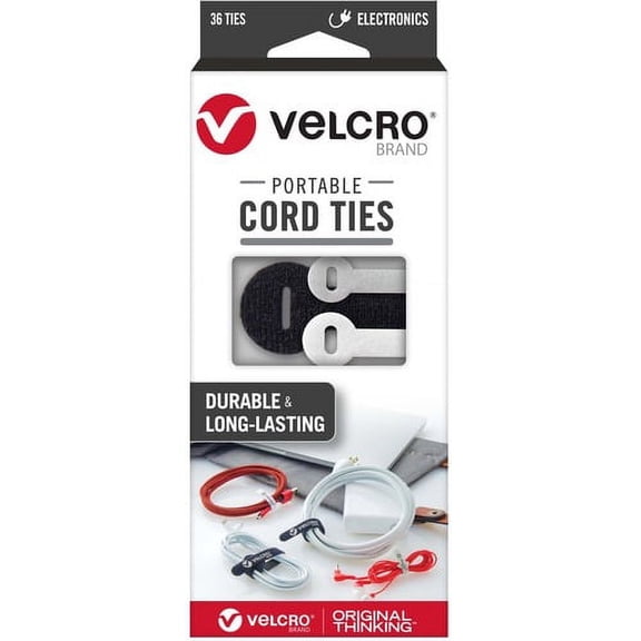 VELCRO reg; Portable Cord Ties - Cable Tie - Multi - 36 Pack | Bundle of 2 Packs