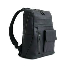 VELEZ Black Top Grain Leather Backpack for Men Daypack Vintage Laptop