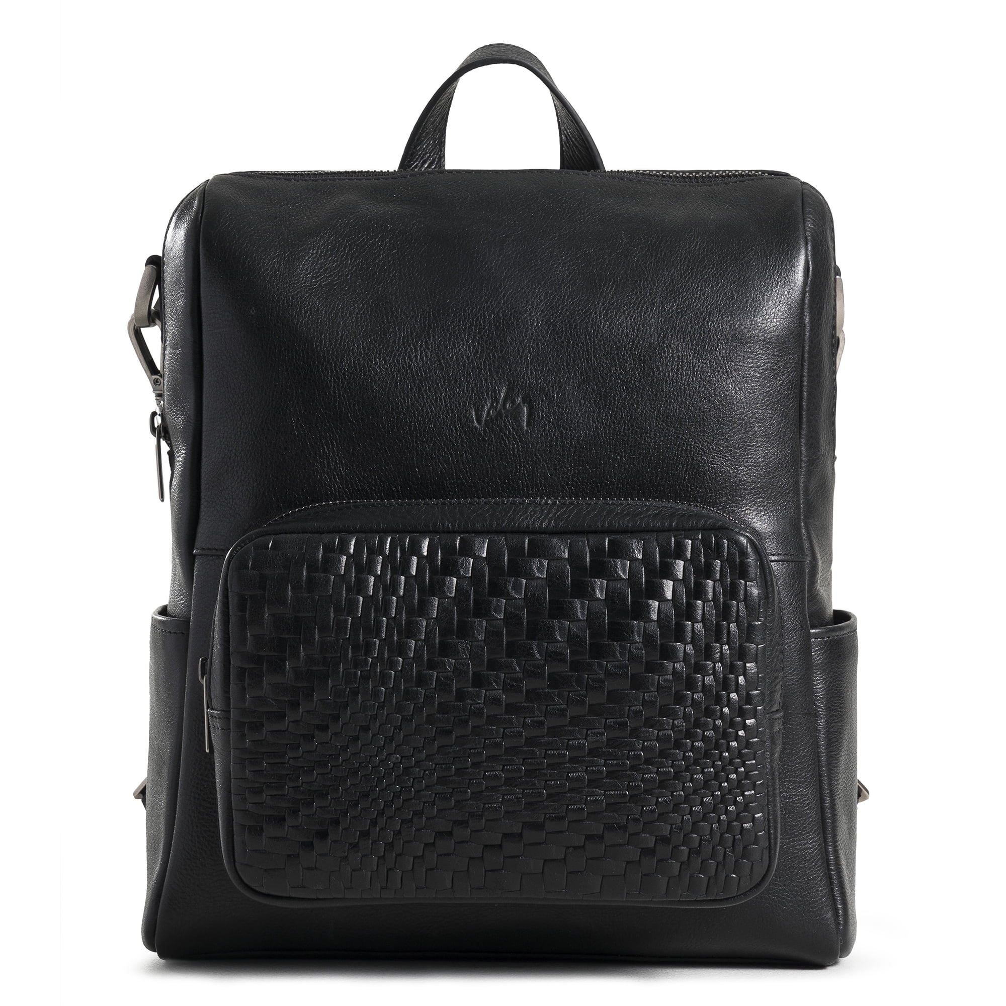 VELEZ Black Top Grain Leather Mini Backpack For Women Small  display picture 3