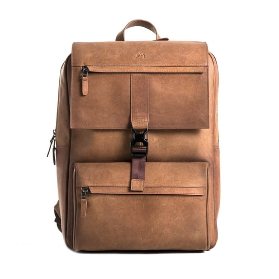 Velez Brown Top Grain Leather Laptop Backpack for Men Mens Vintage Casual Daypack