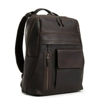 VELEZ Dark Brown Top Grain Leather Backpack for Men Daypack Vintage Laptop Bag