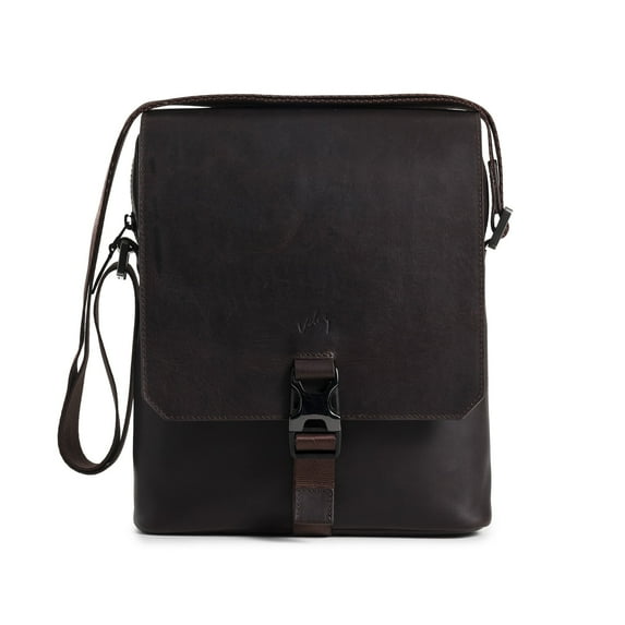 VELEZ Dark Brown Top Grain Leather Bag For Men Small Vintage Crossbody Purse