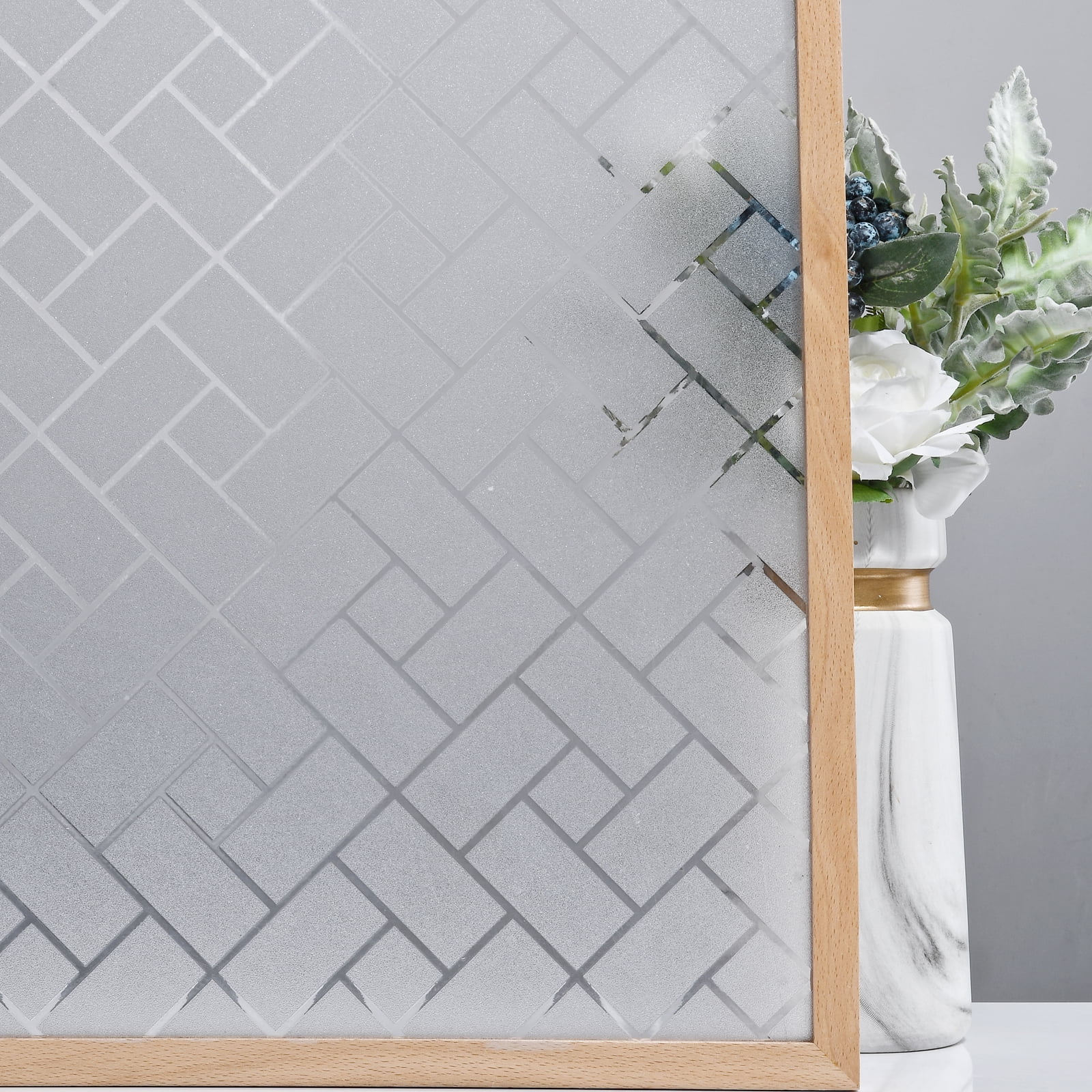 VELIMAX Frosted Window Film Non-Adhesive Window Privacy Film Glass Static Clings Non-Adhesive Glass Sticker UV Protection Decorative for Home Office Kitchen