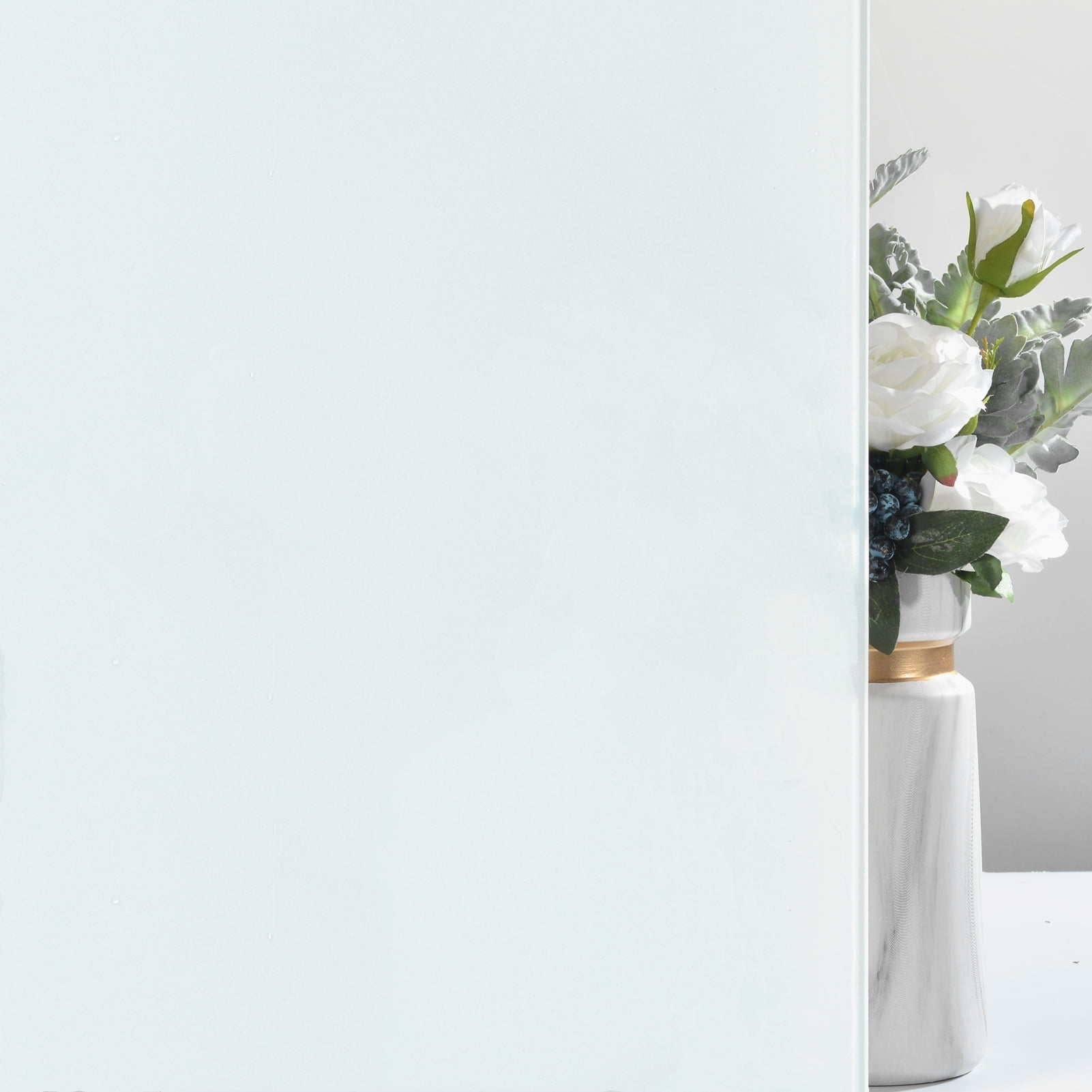 VELIMAX Privacy Frosted Window Film Non-Adhesive Frosted Window Cling Sticker Opaque Glass Tint for Bathroom Home Office,White(35.4 x 78.7 inches)