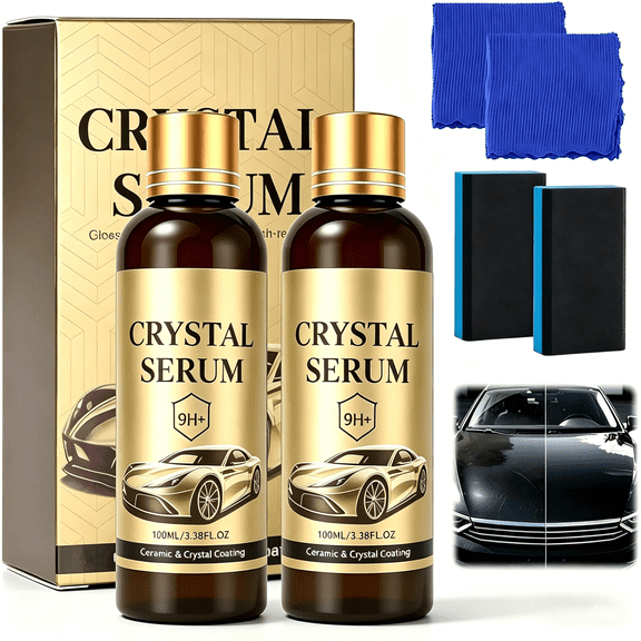 VELIMO 2 Pcs Crystal Serum for Cars,Advanced Graphene Ceramic Coating,9H Graphene Coating for Auto Car Detailing,High Gloss Finish,Hydrophobic,Scratch & Protection