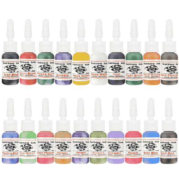 VELIMO 20 Colors Tattoo Ink Set, Non-Toxic Practice Pigments