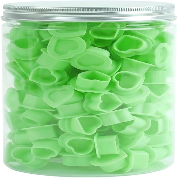 VELIMO 200Pcs Heart Shaped Tattoo Ink Caps with Base-Soft Silicone Pigment Cups for Tattooing &Microblading-Stable Ink Holder Container,Prevents Needle Damage,Non-Slip Bottom(Green)