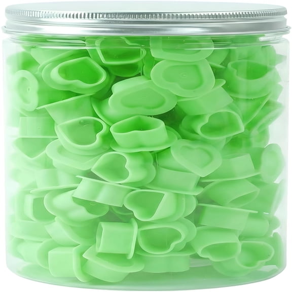 VELIMO 200Pcs Heart Shaped Tattoo Ink Caps with Base-Soft Silicone Pigment Cups for Tattooing &Microblading-Stable Ink Holder Container,Prevents Needle Damage,Non-Slip Bottom(Green)