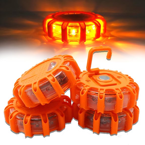 VELIMO 2026 New 1/2/3/4 Pack Led Safety Flares Road Emergency Lights Roadside Safety Flashing Warning Flare Light Kit Beacon Disc