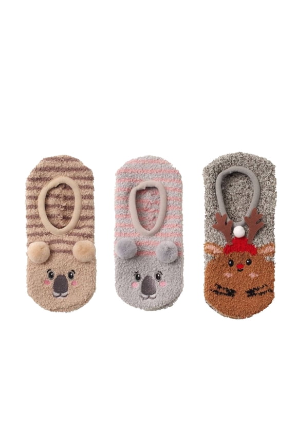 2026 New 3Pairs Socks Soft and Comfortable Fuzzy Socks Non Slip Sole Great for Home Wear Ankle Socks for Home Lounge Sleep Style5