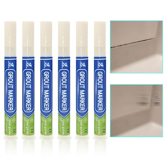 VELIMO 2026 New 6 Pack Tile Grout Pen Repair Pen Set (3Pcs Beige) Waterproof Marker Grout Restorer Pen for Wall Floor Tile Lines for Bathroom,Kitchen,Floor,Wall-Narrow 2-5Mm with Extra Tip