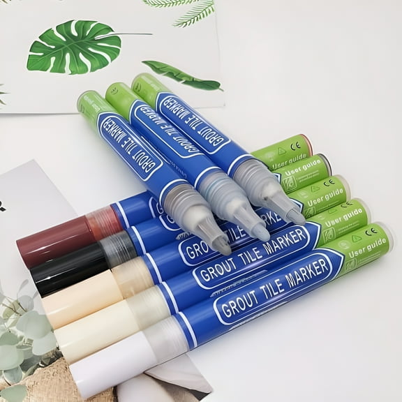 VELIMO 3-Pack Professional Grout Repair Pen Kit | Beige Waterproof Tile Grout Restorer for 2.5mm Narrow Lines | Quick-Dry,Stain-Resistant Formula with 3 Extra Precision Tips (Wall & Floor Tiles)