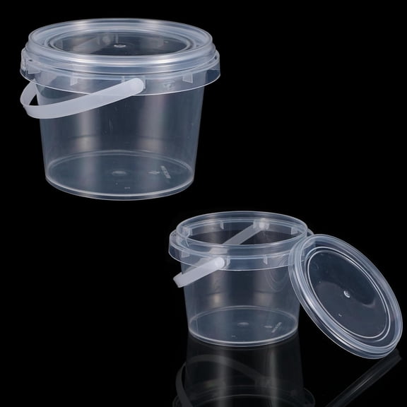 VELIMO 50 Pcs Slime Containers with Lids and Handles,Plastic 300Ml Storage Bucket Containers,Clear Slime Storage Case for Slime Diy Art Craft,Pigment,Small Tools,Part Material 10Oz